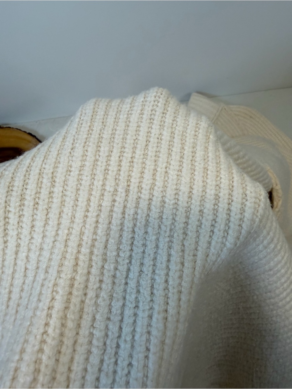 Free People Sunbeam White Ribbed‎ Mock Neck Pull On Women's Sweater Size Large - Picture 8 of 9
